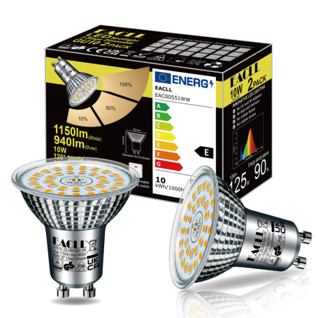 EACLL Ampoules LED GU10 Dimmables 10W avec Fonction Mémoire - Lot de 2