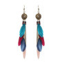 Boucles d'oreilles plumes bohèmes CHUANGOU - Élégance et Fantaisie