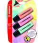 Pack de 3 Surligneurs STABILO BOSS ORIGINAL Pastel - Pêche, Rose et Turquoise