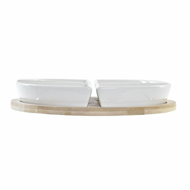 Image secondaire de Ensemble à apértif DKD Home Decor Blanc Multicouleur Naturel Bambou Grès Tropical 21,5 x 21,5 x 1 cm (5 pcs)