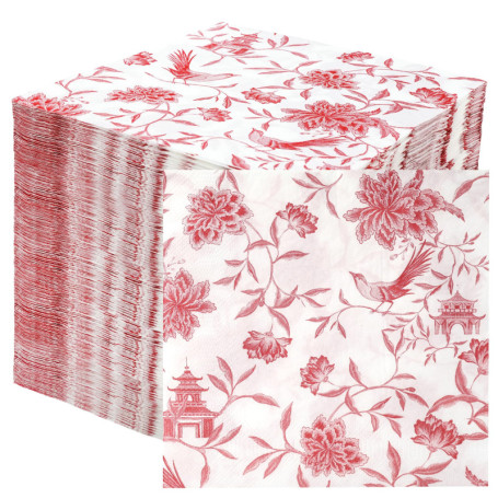 Lot de 100 serviettes en papier rose doux - 2 plis - 33 cm