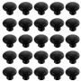Ensemble de 25 Boutons de Porte Ronds en Acier Inoxydable Noir - 30 mm
