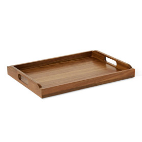 Plateau de Service en Bois d'Acacia avec Poignées - 43,2 x 30,5 cm