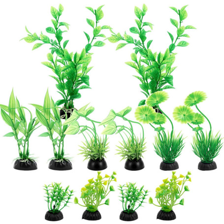 Lot de 10 Plantes Artificielles pour Aquarium - QWORK