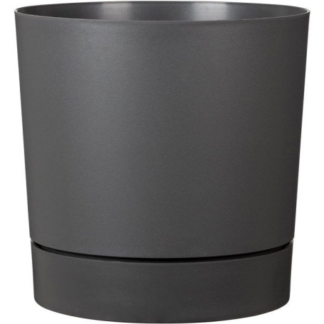 Pot de fleurs rond avec réserve - Gris métallique - 14 L