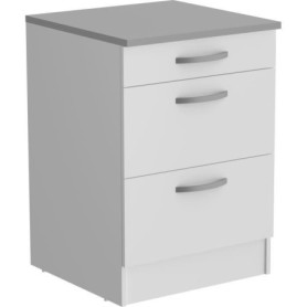 Meuble Bas OSLO 3 Tiroirs avec Plan en Décor Blanc - 60x60x86 cm