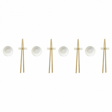 Set de sushi DKD Home Decor Naturel Blanc Bambou Grès (27,3 x 20,3 x 2,5 cm) 21,99 €