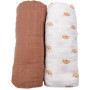Lot de 2 draps housse bébé en mousseline de coton bio - SAUTHON - Sunlight