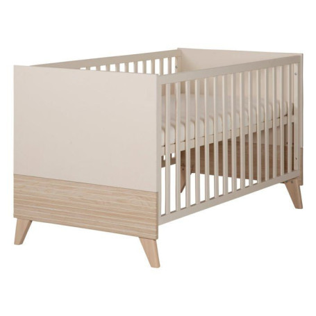 Lit bébé évolutif Sidney en chêne et beige - 70 x 140 cm