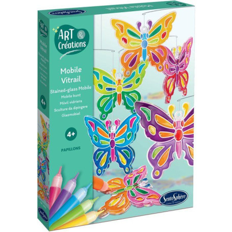 Kit de Création Mobile Vitrail Papillons - Activité Artistique pour Enfants