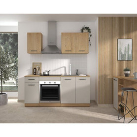 Cuisine complète ALPAGA en chêne silva et gris - 180 cm avec meuble four