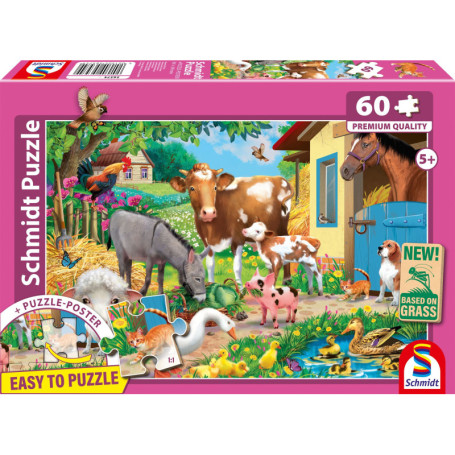 Puzzle Animaux de la Ferme - 60 Pièces pour Enfants à Partir de 5 Ans