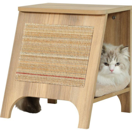 Console 3-en-1 pour chat ZOLUX - Griffoir, Couchage et Table d'Appoint Beige