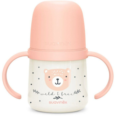 Biberon avec anses SUAVINEX NIGHT&DAY WILD&FREE 150 ml Rose