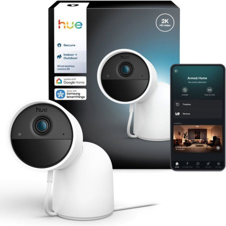 Caméra de Surveillance Connectée Philips Hue - Extérieure, Filaire, Vision Nocturne 2K