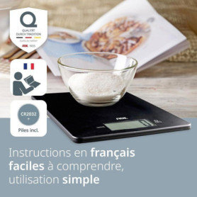 Balance de Cuisine Numérique ADE LEONIE - Ultra Plate et Précise - Noir
