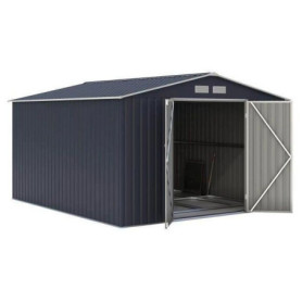 Abri de jardin en métal VELASCO 8,84 m² avec kit d'ancrage - Gris