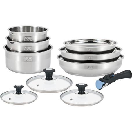 Batterie de Cuisine Induction 10 Pièces en Acier Inoxydable - Arthur Martin
