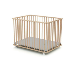 Parc Bébé Pliant en Bois 70 x 100 cm - WEBABY CALI Hetre Brut