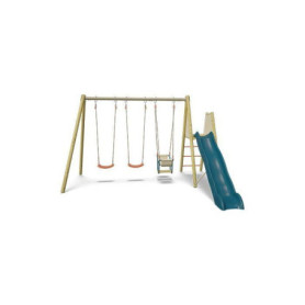Portique en Bois AMILY avec Toboggan et Balançoires - ALEO BY TRIGANO