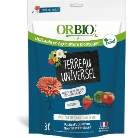 Terreau Universel ORBIO 3 L - Idéal pour vos plantes