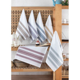 Ensemble de 6 serviettes de bain colorées en coton - 40 x 60 cm