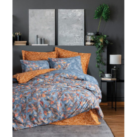 Parure de lit élégante en coton - Housse de couette 140x200 cm et 2 taies 60x60 cm - Moutarde