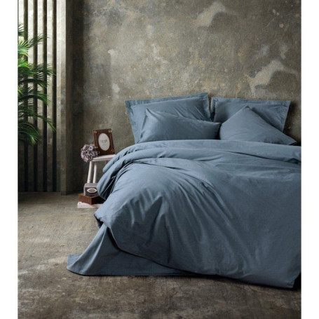 Parure de lit en coton renforcé - Housse de couette 140x200cm et taies 60x60cm - Anthracite