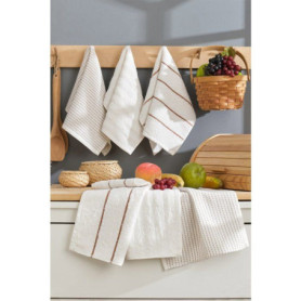 Ensemble de 6 serviettes de bain en coton crème - 30 x 50 cm