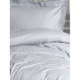 Parure de lit en satin rayé gris - Housse de couette 140x200cm et taies 60x60cm