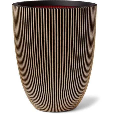 Vase Élégant Groove Noir et Doré - 46 cm