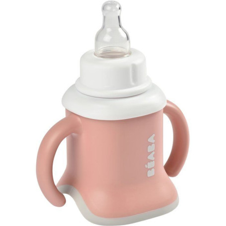 Tasse Evoluclip 3-en-1 Béaba - Vieux Rose pour Bébé