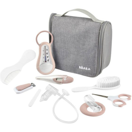 Trousse de Toilette Nomade avec 10 Accessoires pour Bébé - Vieux Rose