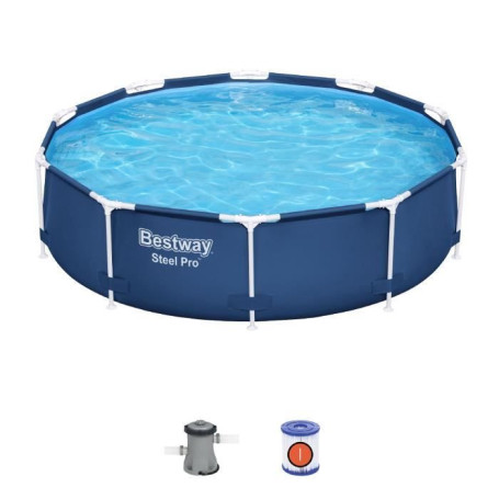 Kit Piscine Hors Sol Tubulaire BESTWAY Steel Pro 305 cm avec Filtration