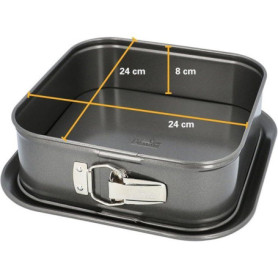 Moule carré à fond amovible BIRKMANN - Acier carbone antiadhésif 24x24 cm