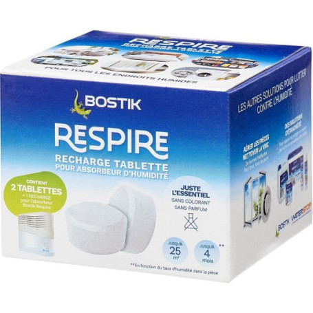 Recharge Absorbeur d'Humidité BOSTIK Respire - 2 Tablettes Écologiques