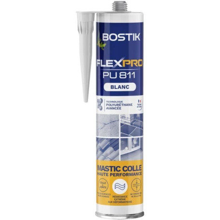 Mastic Colle FlexPro PU811 BOSTIK - Étanchéité et Fixation - 300 ml - Blanc