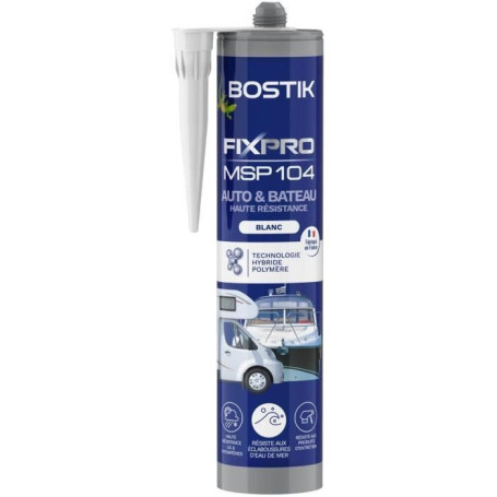 Colle BOSTIK FIXPRO MSP 104 - Mastic Auto/Bateau - Résistante aux Intempéries - 290 ml