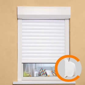Volet Roulant PVC Blanc 120x120 cm - Manœuvre Sangle Recoupable