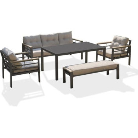 Ensemble repas de jardin CAYENNE 7 places en aluminium gris anthracite