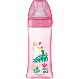 Biberon anti-colique DODIE 330 ml avec tétine ronde rose