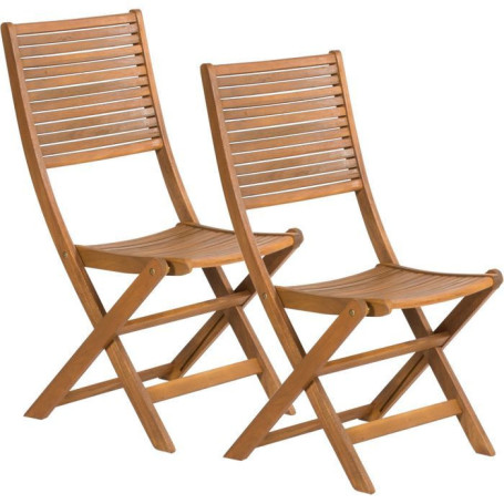 Lot de 2 chaises pliantes en bois d'acacia - Fieldmann