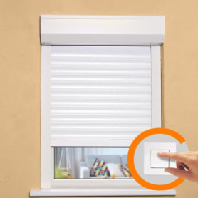 Volet Roulant Électrique Blanc 140x120 cm PVC Recoupable