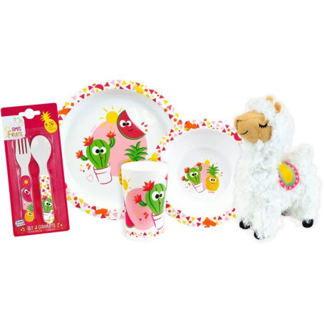 Ensemble de Vaisselle Les Amis Fruits avec Peluche Lama