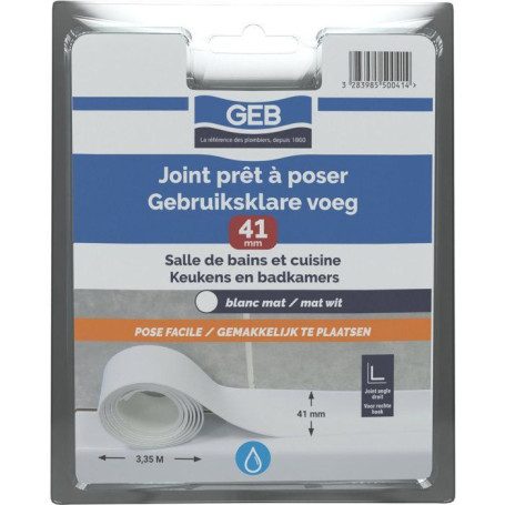 Joint prêt à poser GEB - 41 mm x 3,35 m - Blanc Brillant
