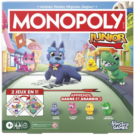 Monopoly Junior 2 en 1 - Jeu de Plateau Réversible pour Enfants