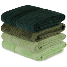 Ensemble de 4 serviettes en coton vert - 50 x 90 cm