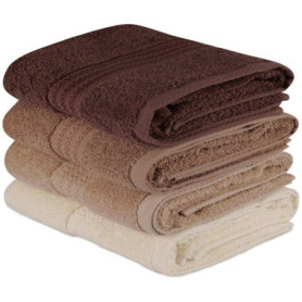 Ensemble de 4 serviettes de bain en coton crème - 50 x 90 cm