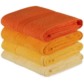 Ensemble de 4 serviettes de bain jaunes en coton 50 x 90 cm