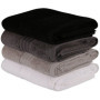 Ensemble de 4 serviettes de bain en coton - Blanc, Gris, Anthracite, Noir